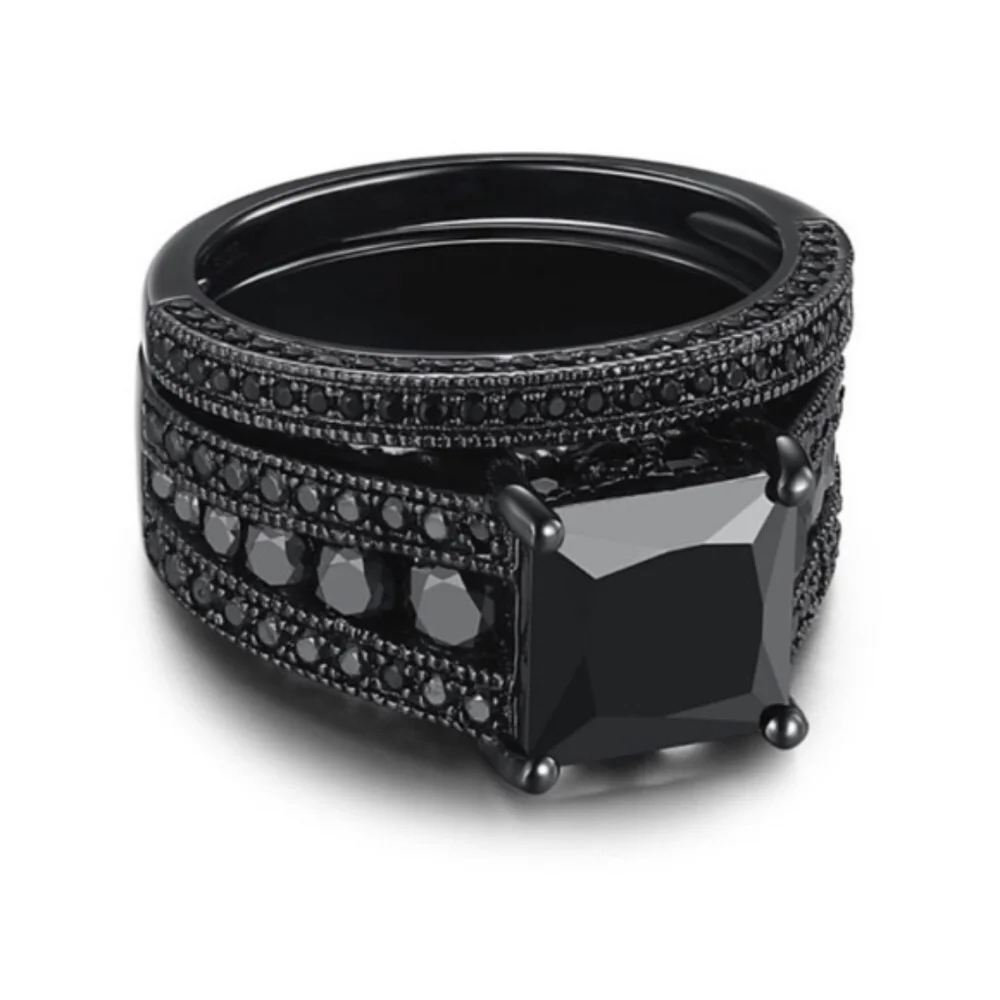 NEW 5CT Black Sapphire 18K Gold Ring - Picture 5 of 6